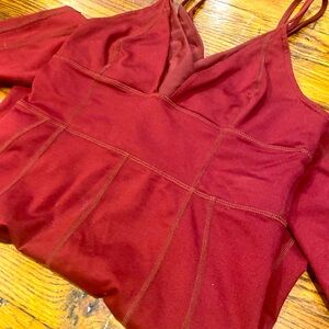 FP Movement Free People burgundy jumpsuit onsie sz small